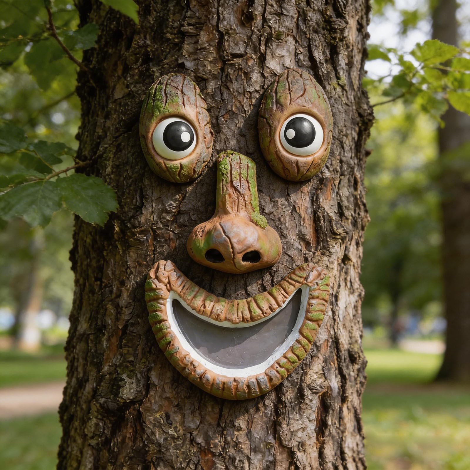 Tree Faces Decor Outdoor, Whimsical Old Man Tree Hugger Yard Art, Funny Bark Ghost Garden Sculpture for Halloween Easter Patio Lawn Outside Decor