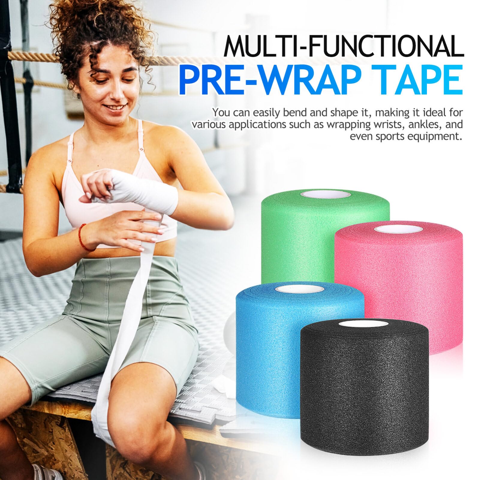 4rollos Cintas Deportivas Vendaje Preenvuelto Cómodas Cinta Muñeca Tobillo Manos Resistente