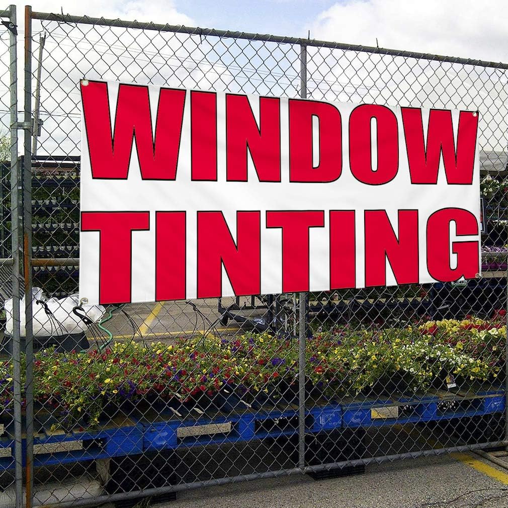 Vinyl Banner Multiple Sizes Window Tinting Advertising Printing Automotive Outdoor Weatherproof Industrial Yard Signs White 6 Grommets 36x72Inches