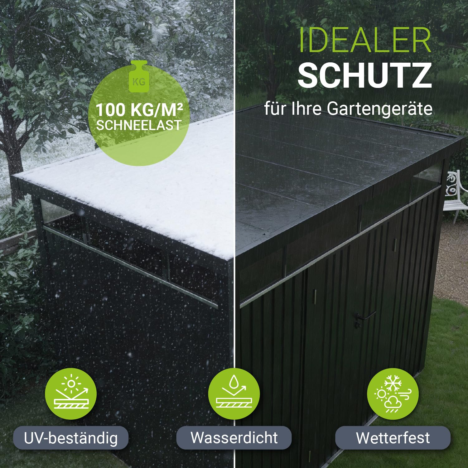 Juskys® Gerätehaus Luzern L - 7,8 m² - Metall Geräteschuppen mit Türen & Fenstern - wetterfest & abschließbar - Fahrradgarage, Gartenhaus - Anthrazit