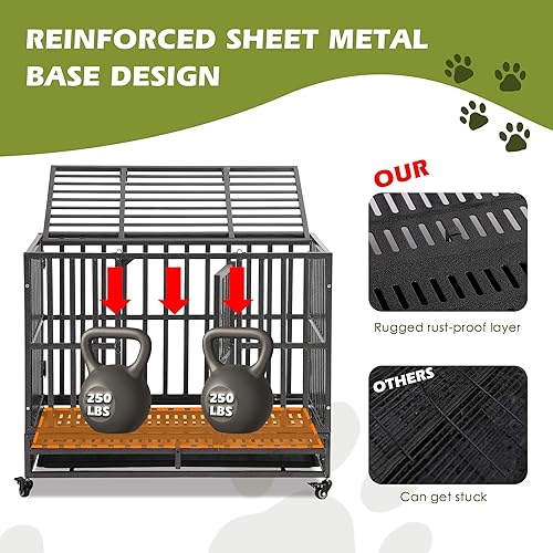Miniatura 6 de Jaulas indestructibles resistentes para perros grandes, jaula plegable de 38 pulgadas, jaula extra grande para perros de alta ansiedad, jaula para