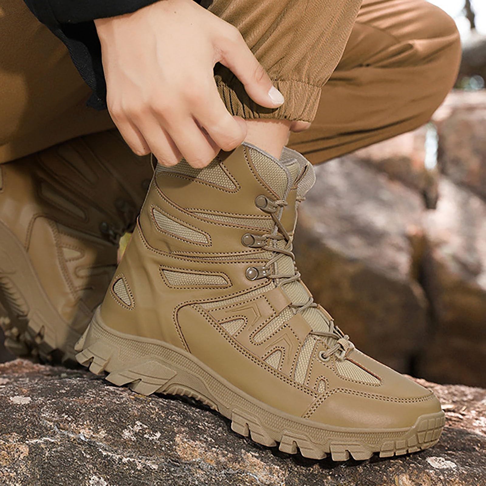 Wanderstiefel Herren Wasserdicht Trekkingstiefel Vintage Schnürstiefel
