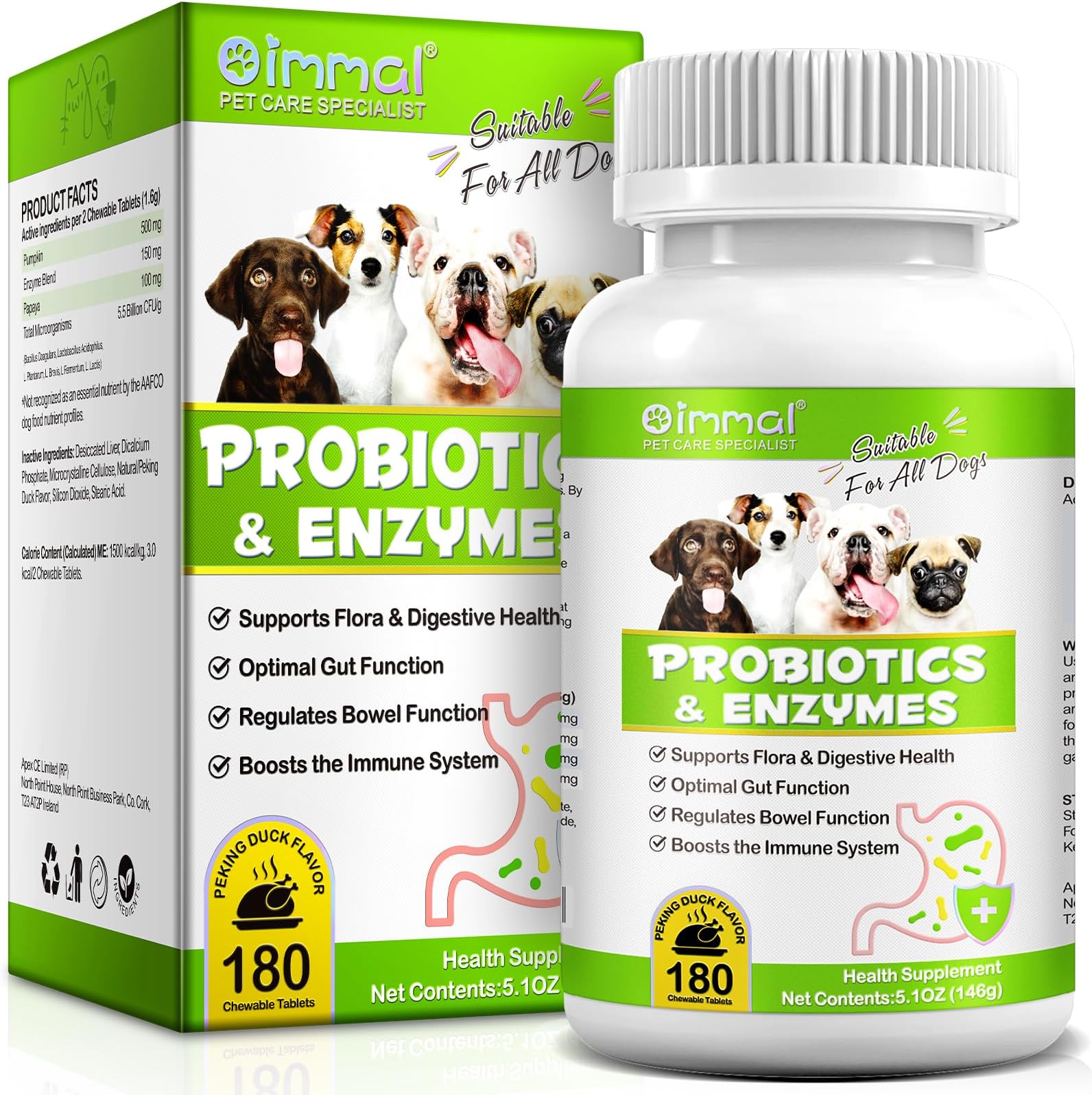 Probiotics for Dogs - 180 Tablets, Dog Probiotic for Gut Health with ... - Grass Probiotics For Dog Gut Health