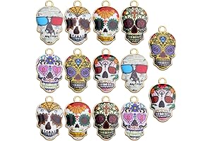 14pcs Gold Plated Mini Sugar Skulls Charms