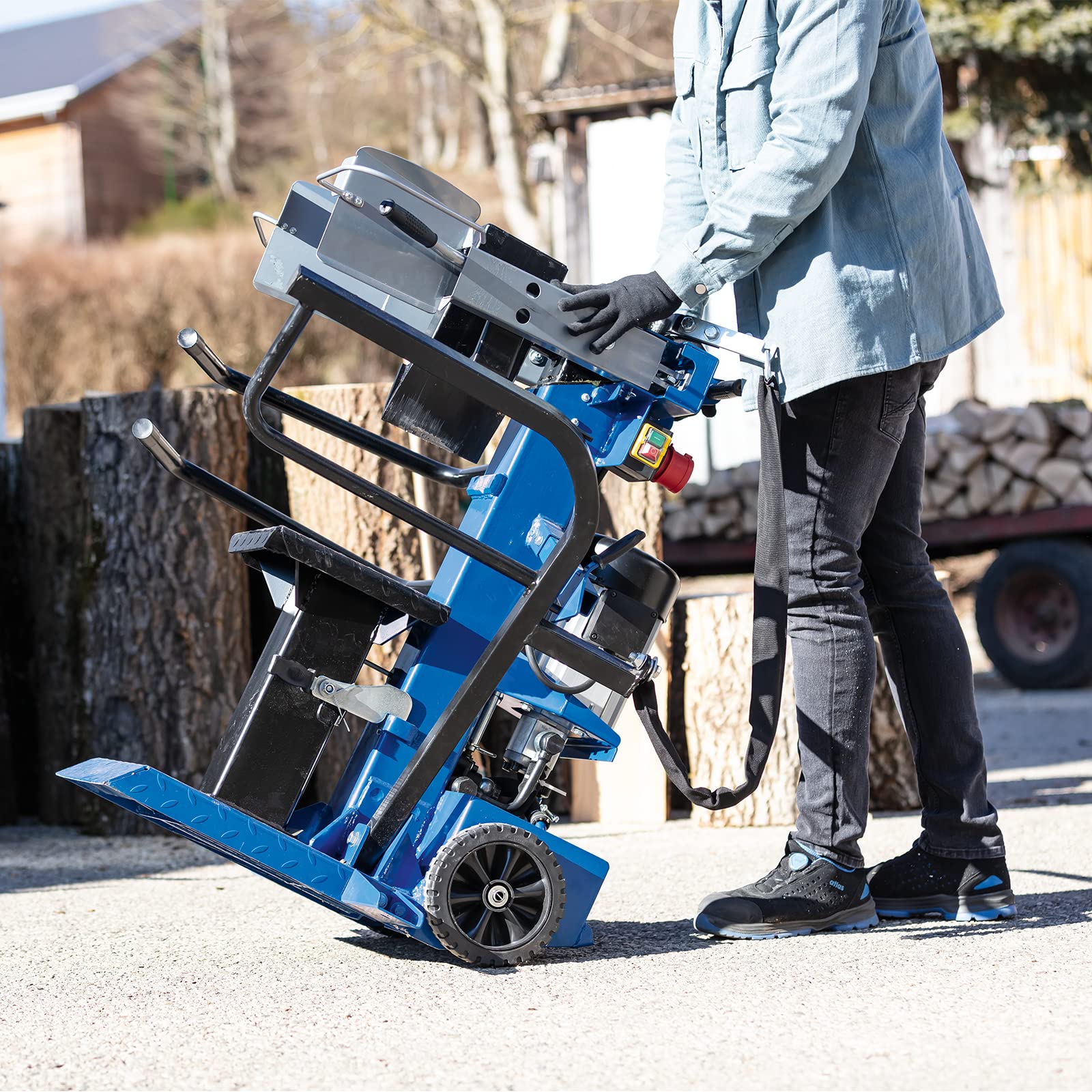 Scheppach Compact 10t Meterholz Holzspalter stehend 400V | 10 Tonnen Spaltkraft | 3500W Leistung | Holzlänge 1070mm / max. Ø 380mm | schwenkbarer Tisch | Hartholz & Weichholz - mit Fahrvorrichtung