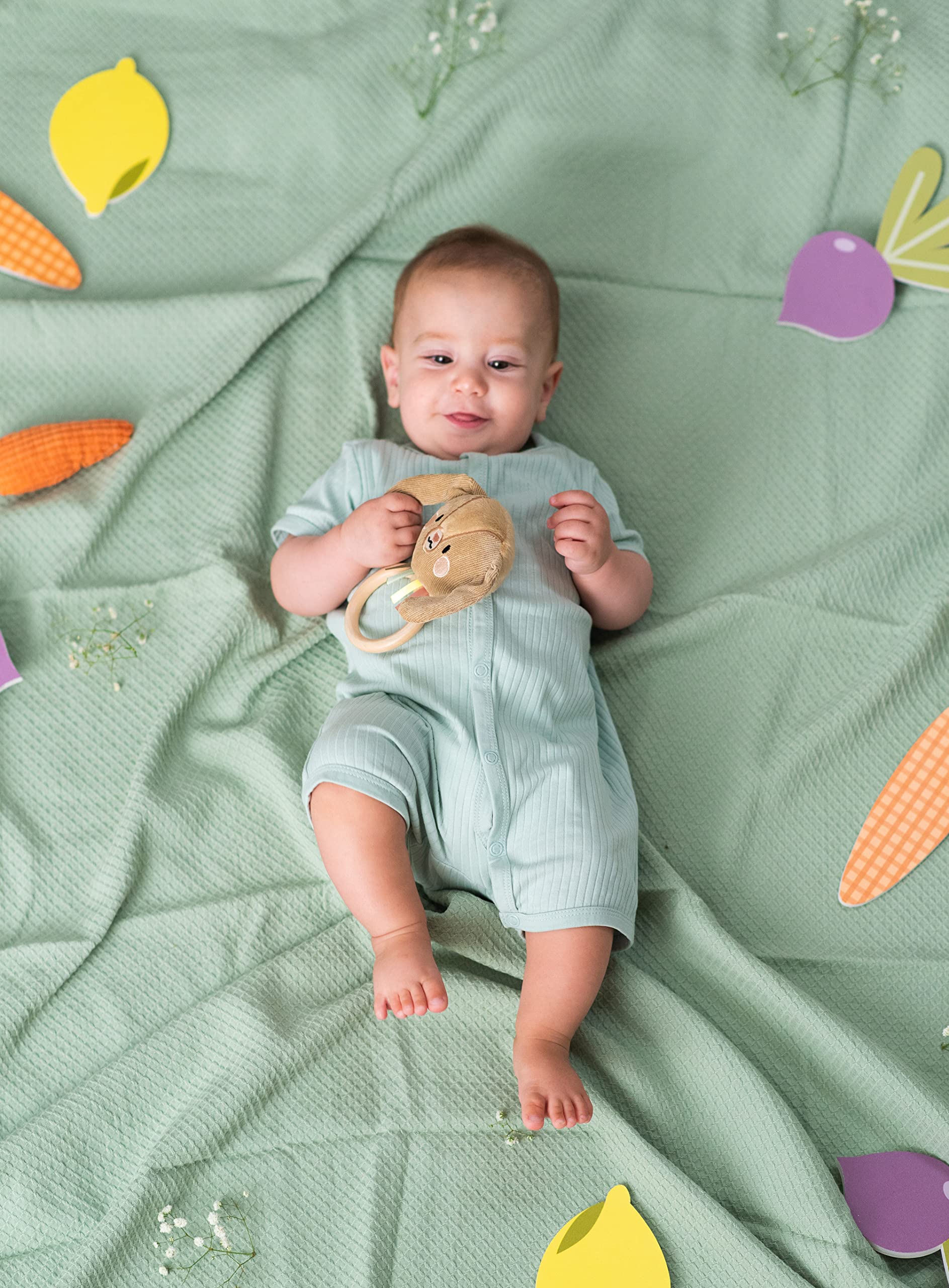 Taf Toys Jenny Bunny Rattle. Soft Plush Toddler Sensory Ring Rattle. Easy to Grab Wooden Ring Rattle. Suitable for Newborn Baby Boys & Girls from Birth - Image 3