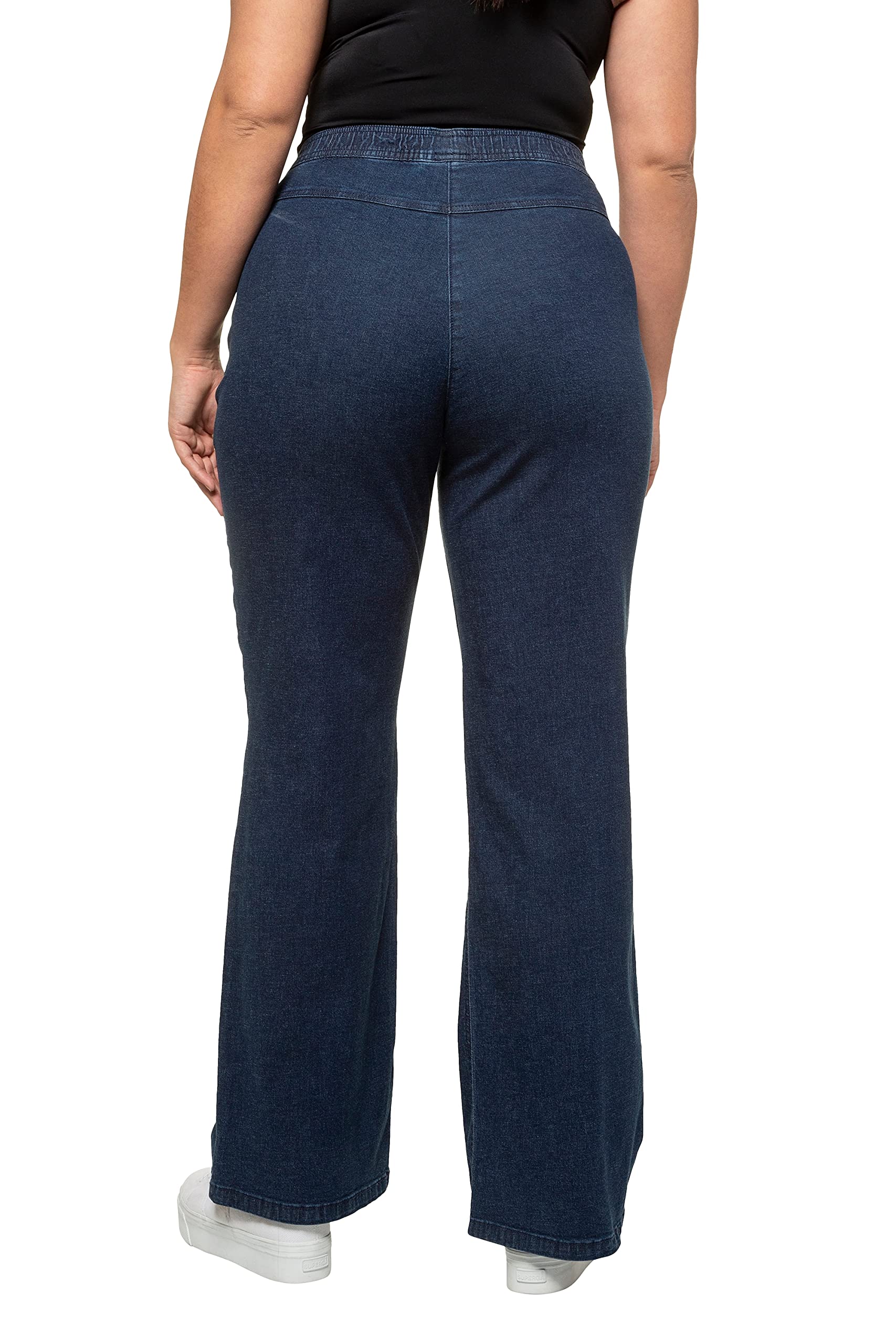 Ulla Popken Femme Grandes Tailles Jean Large Mary, Coupe Ample à 5 Poches, Ceinture élastique 725331