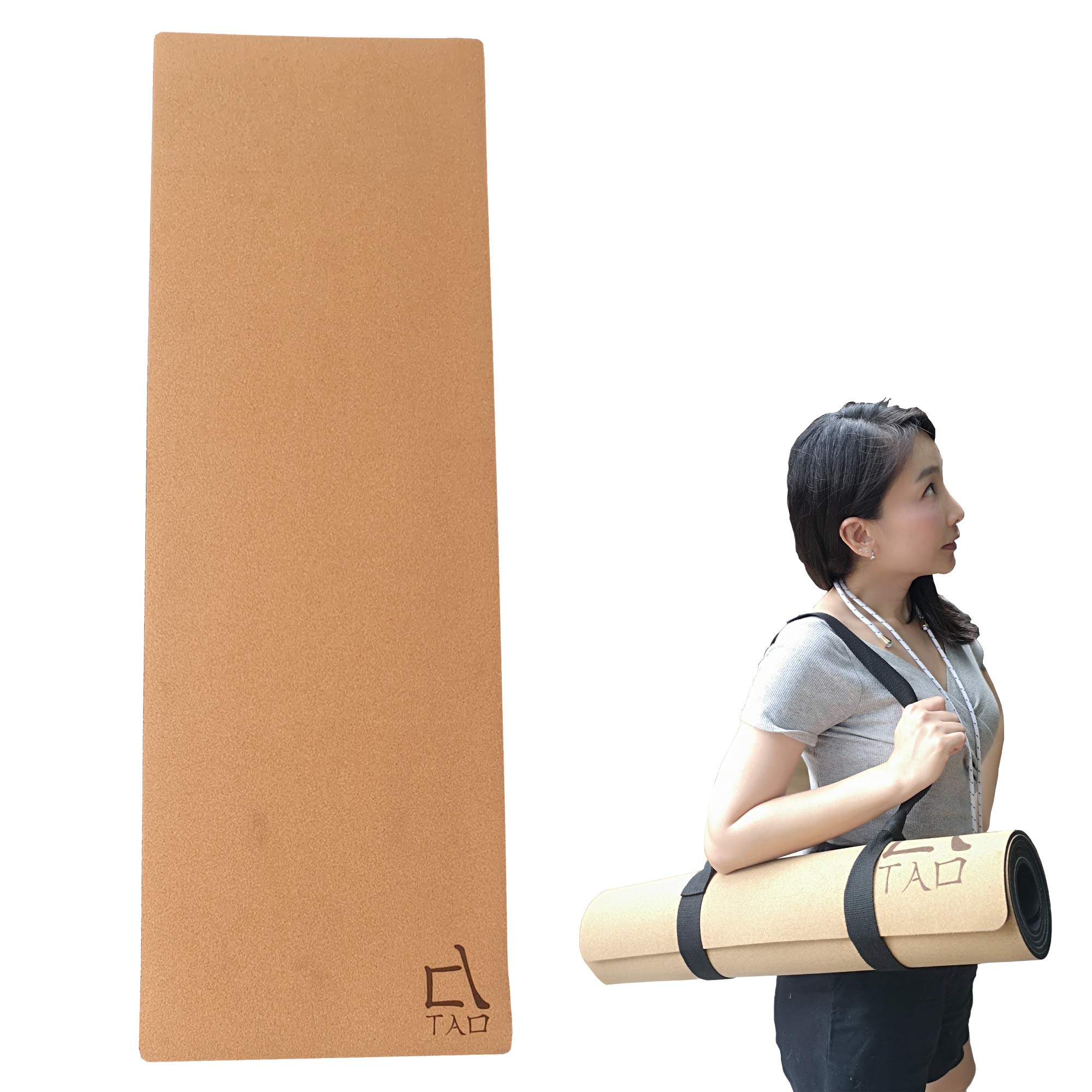 TAO Yogamatte Naturgetreide 100% rutschfest 5 mm dicke Matte mit Tragetasche und Gurt