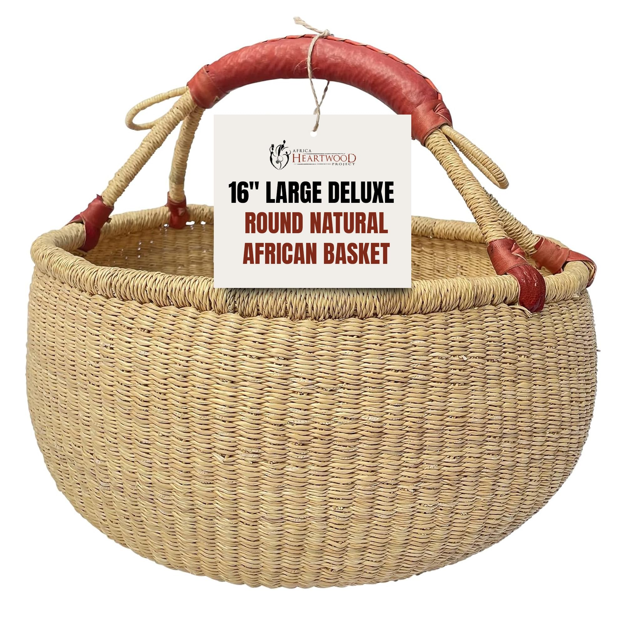 アフリカのバスケット（黄）ガーナの職人さんの手作りカゴ