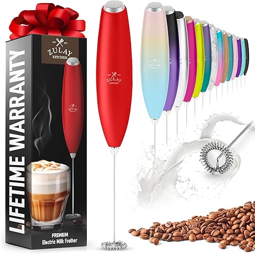 Zulay - Espumador de leche potente para café con motor potente, de mano, batidor eléctrico, espumador de leche, mini batidora y licuadora de café,