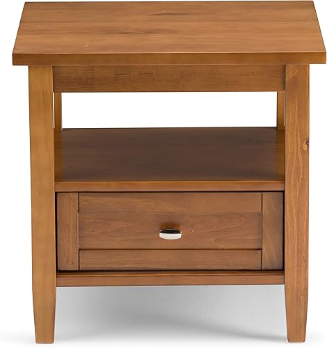 Miniatura 5 de SIMPLIHOME Warm Shaker - Mesa auxiliar rectangular de transición de madera maciza de 20 pulgadas de ancho en marrón dorado claro para sala de estar