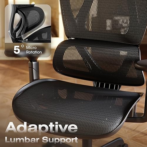 Miniatura 6 de ELABEST Silla de oficina ergonómica T11, sillas de escritorio con respaldo alto y soporte lumbar separado, reposabrazos mágicos, reposacabezas ancho