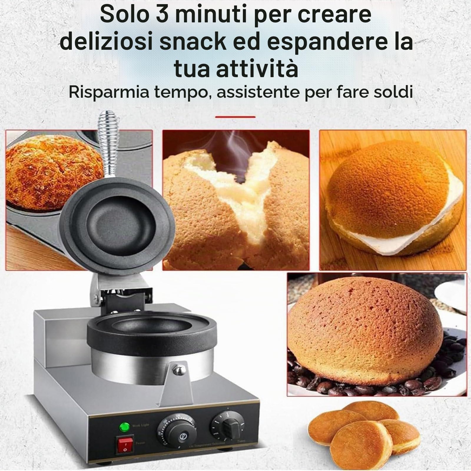 UFO Hamburger Machine, Pressa per Hamburger Commerciale, Macchina per Waffle per Gelato, Pressa per panini elettrica Antiaderente, Temperatura Regolabile 50-300 ℃ Padella Antiaderente,A