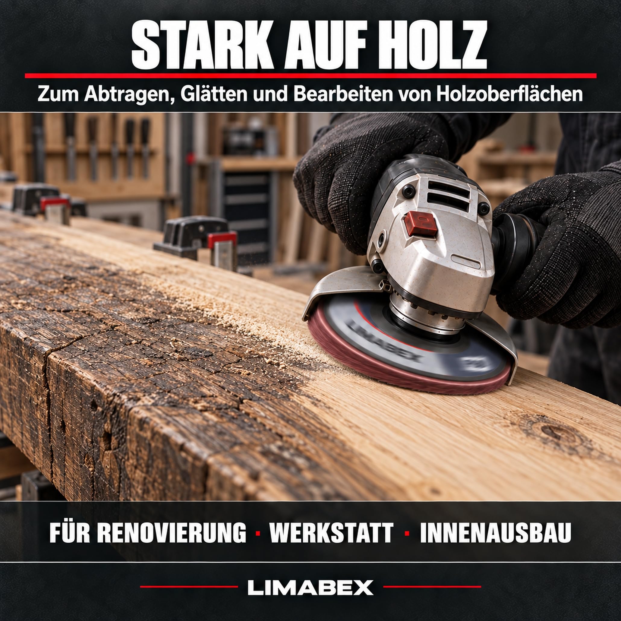 50x Fächerscheiben 125 Holz Korn 120 Metall 22,23 mm Winkelschleifer