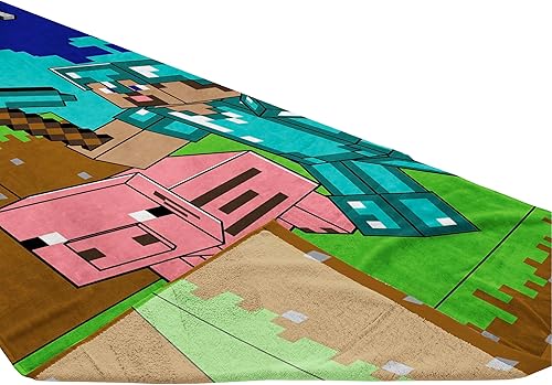 Miniatura 6 de Jay Franco Minecraft - Toalla de playa para piscina para niños, súper suave y absorbente, 100% algodón, medidas 28 x 58 pulgadas