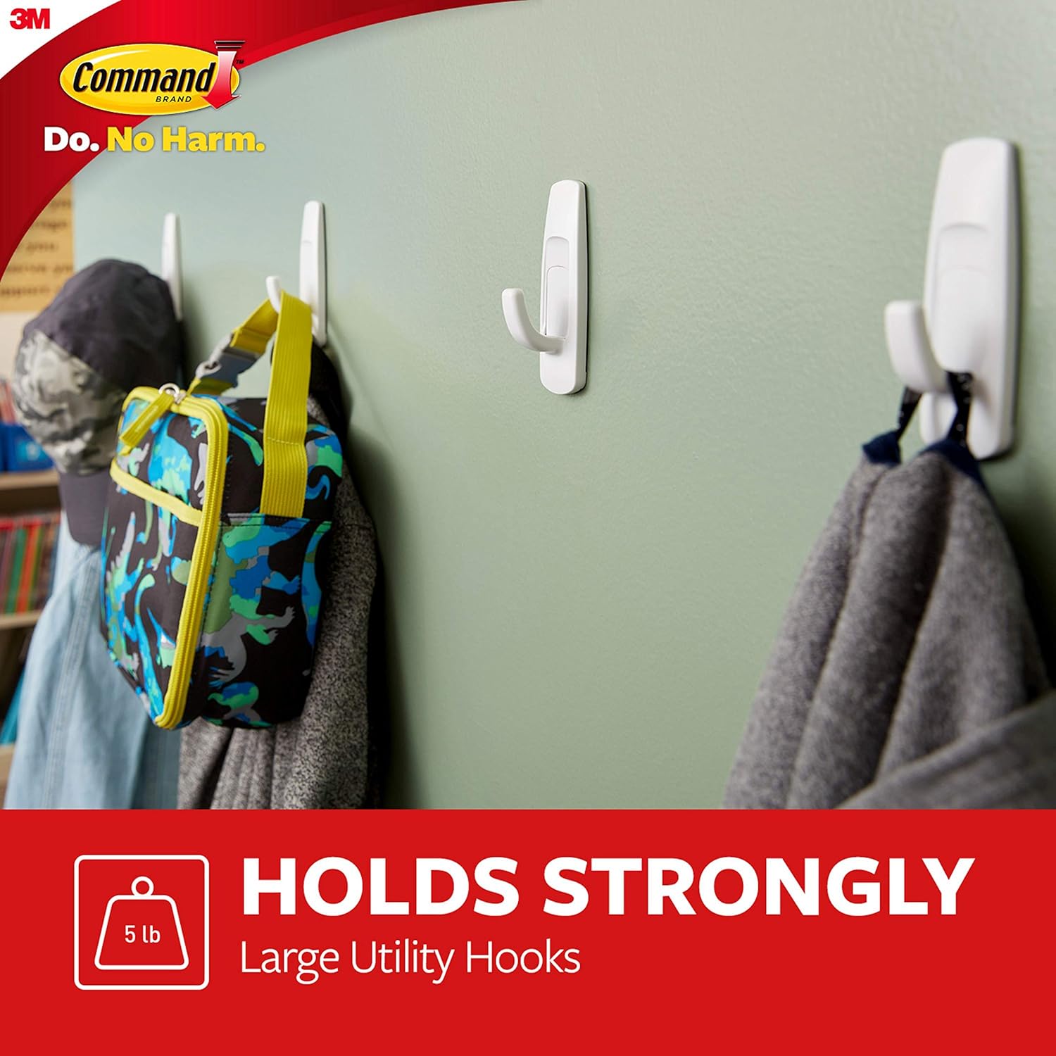 Command GP003-7NA Large Utility, 7 Hooks, 12 Strips, Organize and Decorate Damage Free, Count : Home & Kitchen