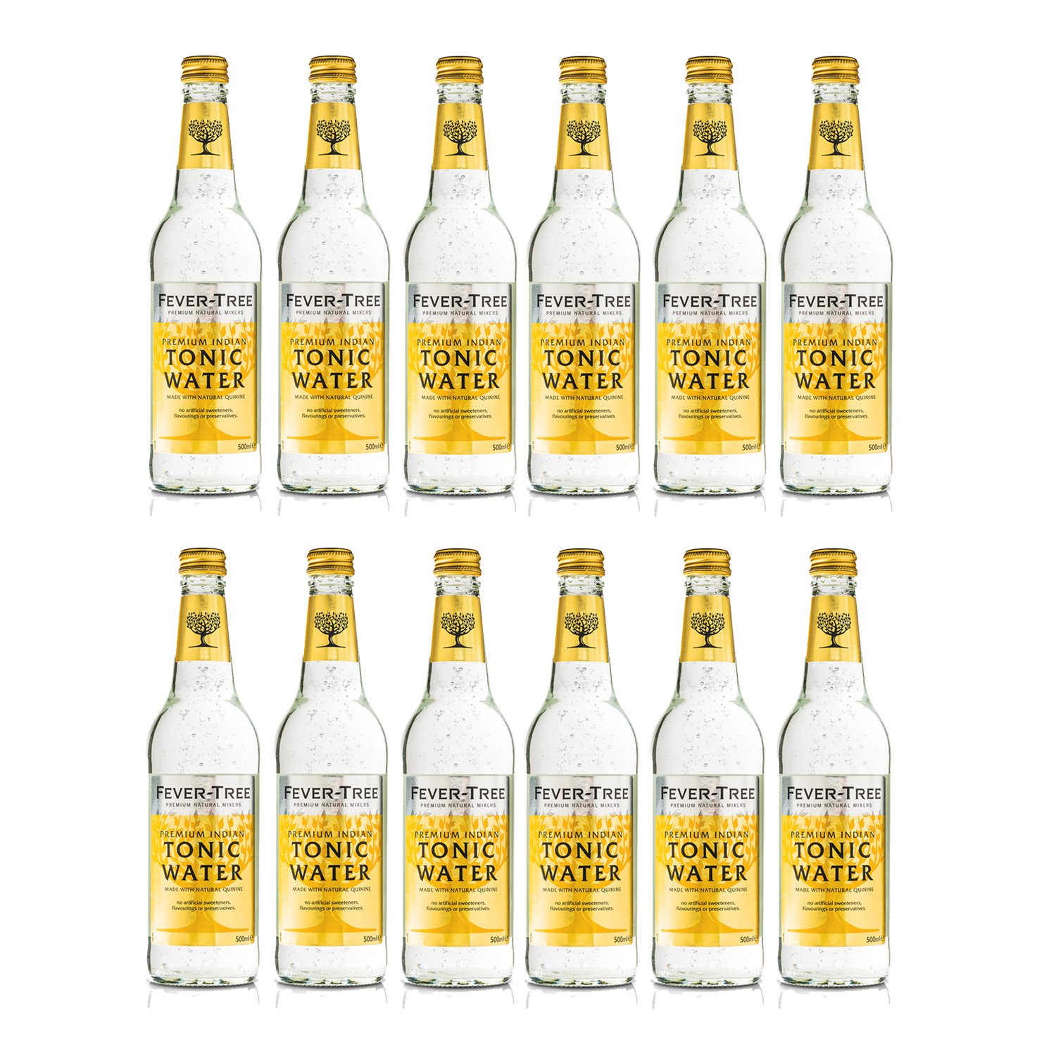 Fever Tree Indian Tonic Water - Botellas de agua (0,5 L, 12 unidades de 500 ml)