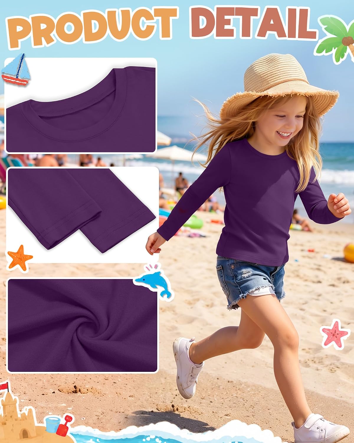 4 Multipack Toddler Girls Long Sleeve Shirts Crew Neck Casual Basic Tops Slim Fit Cute Baby Layering Tees 18M-5T