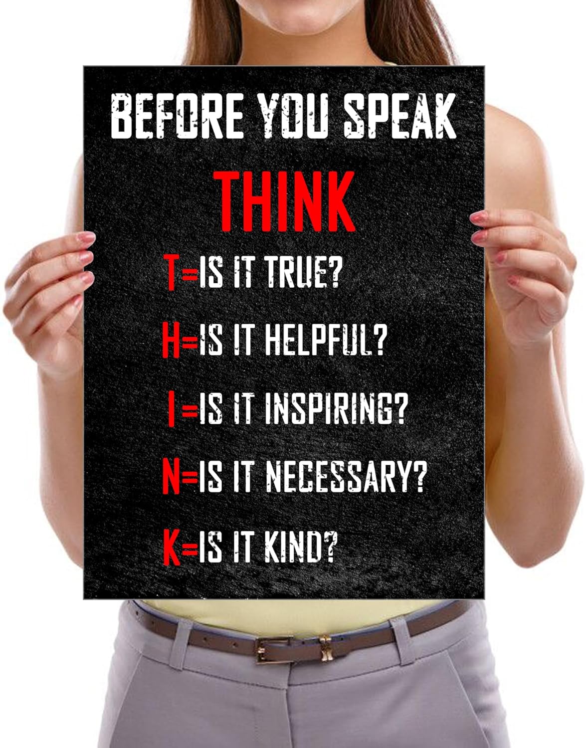 Pyradecor Motivational Think Before You Speak Classroom Positive Quotes Inspirational Poster Canvas Prints Wall Art for Office Living Room Home Decorations - Image 6