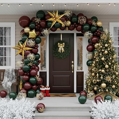 Miniatura 8 de Kozee Kit de guirnalda de globos cromados rojos y dorados, 113 piezas y globos de Mylar en explosión de estrellas para fiesta de cumpleaños,