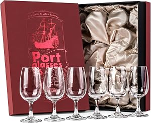 Port and Dessert Wine, Dry Sherry, Cordial, Aperitif Tasting Glasses | Set of 6 Small Crystal 7 oz Sippers | Mini Short Stem Nosing Taster Copitas | After Dinner Drink Glassware