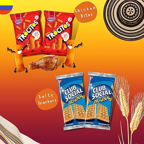 Miniatura 3 de Caja de regalo variada de aperitivos colombianos tamaño jumbo de 20 piezas deliciosas aperitivos internacionales dulces y salados comida colombiana