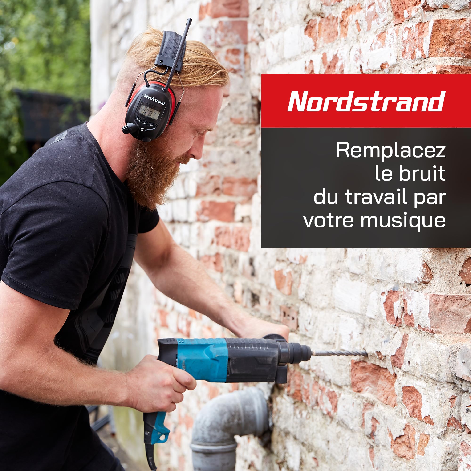 Nordstrand Casque Anti-bruit Protection Auditive - avec Radio et Stéréo | Anti-bruit d'Oreille Protection Auditive pour Construction, le Jardinage - Antibruit-Réduction NRR 25db