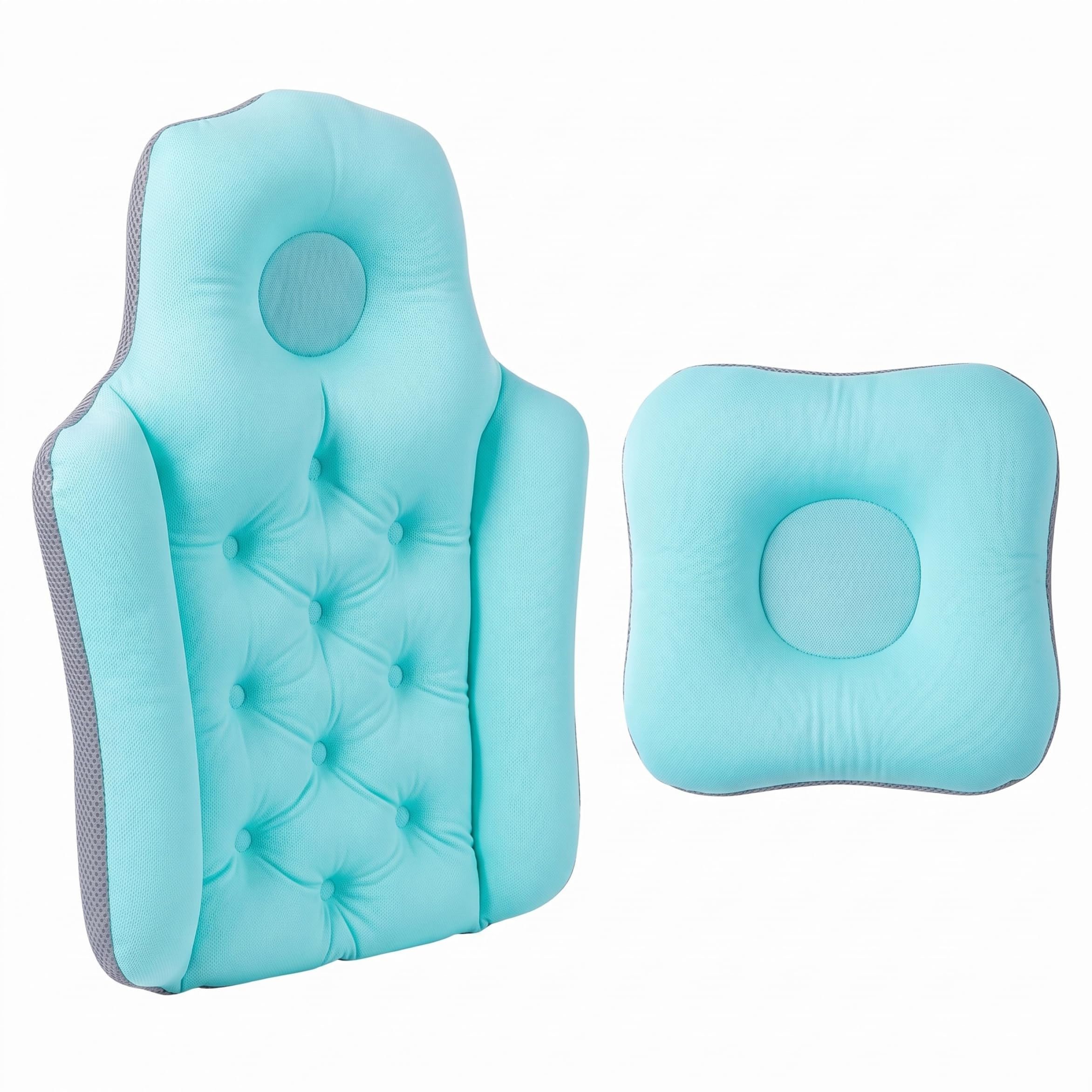 Xoeryoy Bath Tub Pillow, Ergonomic Shower Pillow Back & Head Support Breathable Quick-Drying Bath Accessories for Adults- Blue
