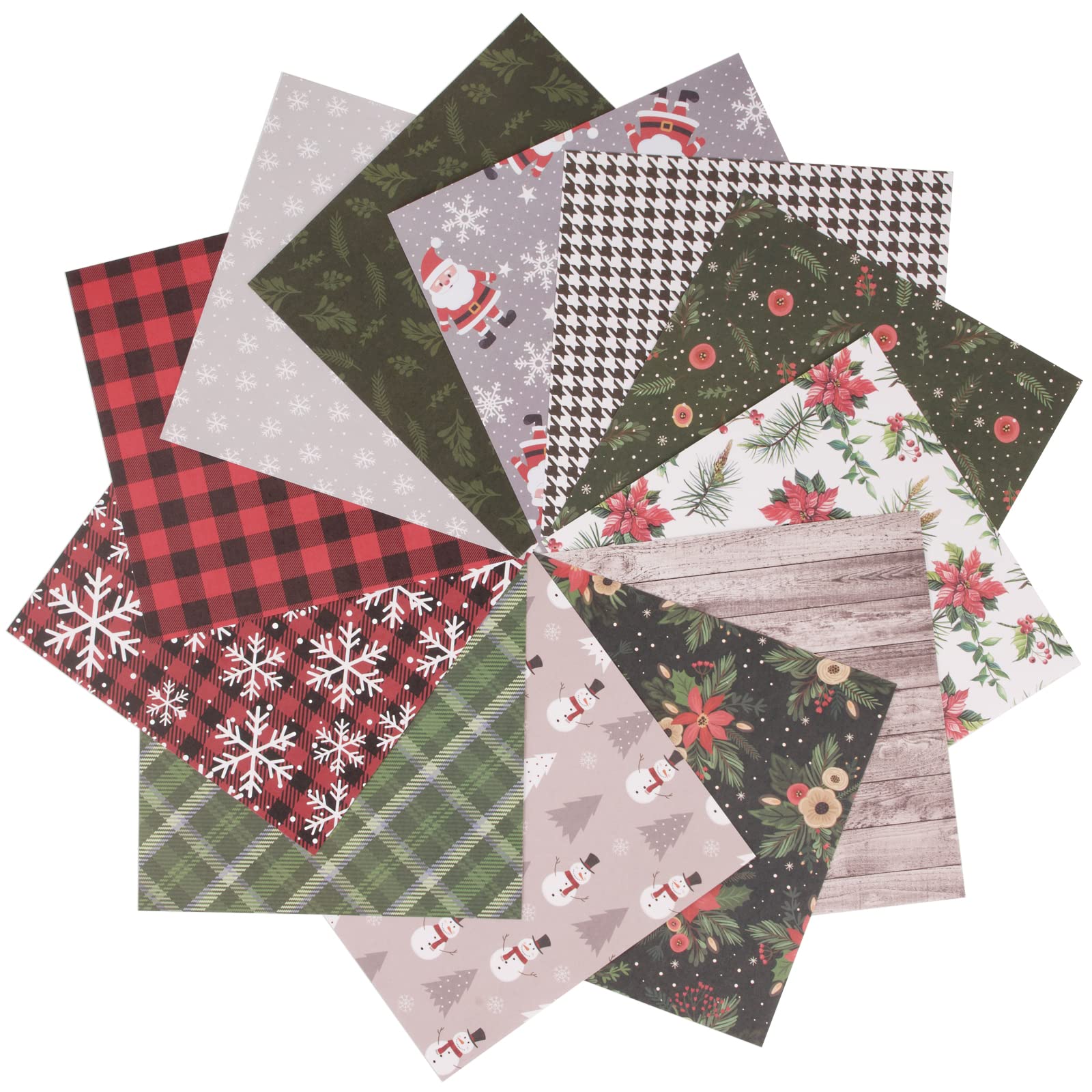 Papier Scrapbooking Noël - 24 Feuilles 12x12 Pouces (30x30 Cm), Motifs Rouges Festifs Doubles Faces