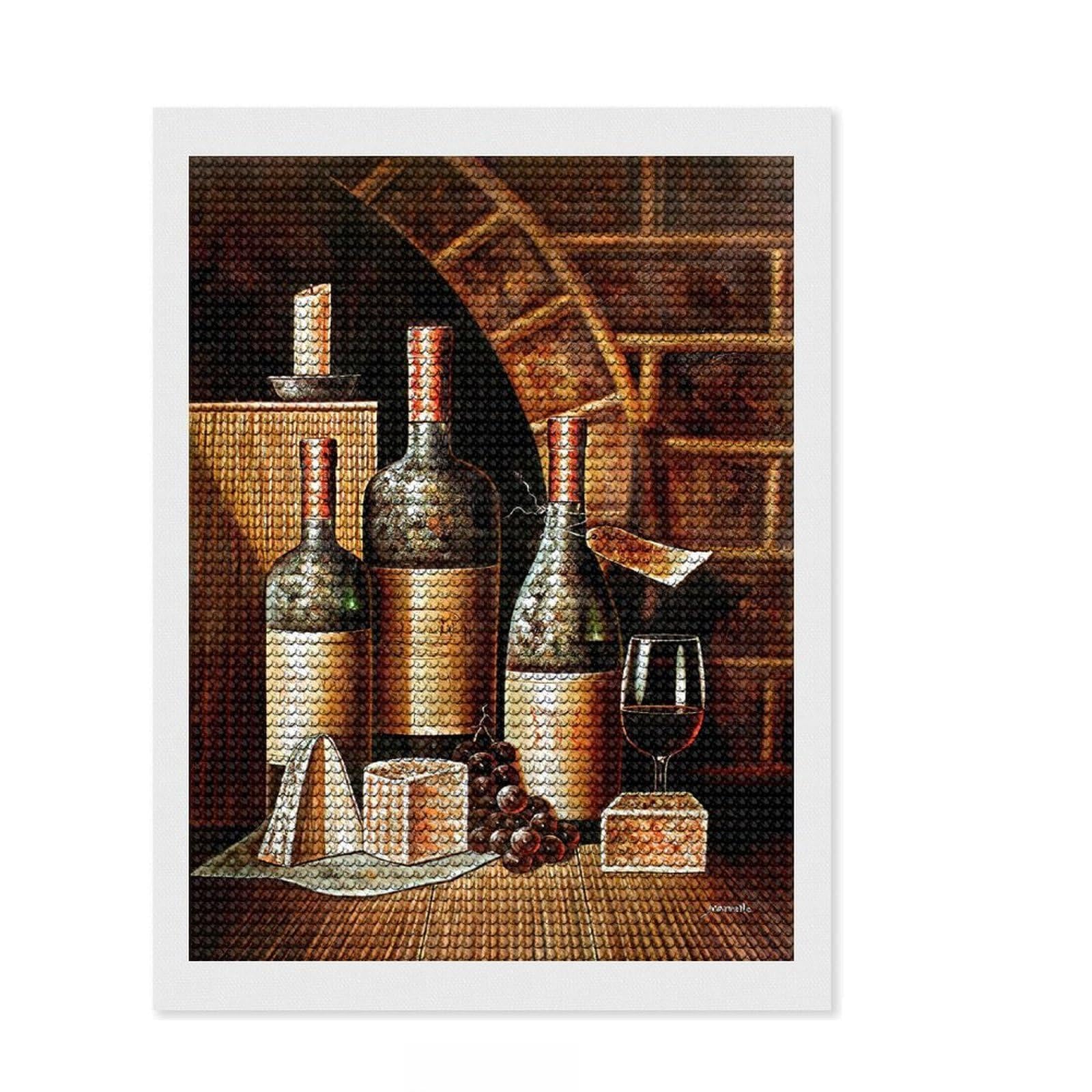 Junmoney Perfect Kitchen Bar Wine Diamond Art Canvas 12"x16", for Teens, Enjoyable At-Home Hobby, Office Decor, Gift Idea, Pleasing Wall Art Project