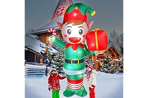 12ft Giant Christmas Elf Inflatables Lights Blow Up Decorations