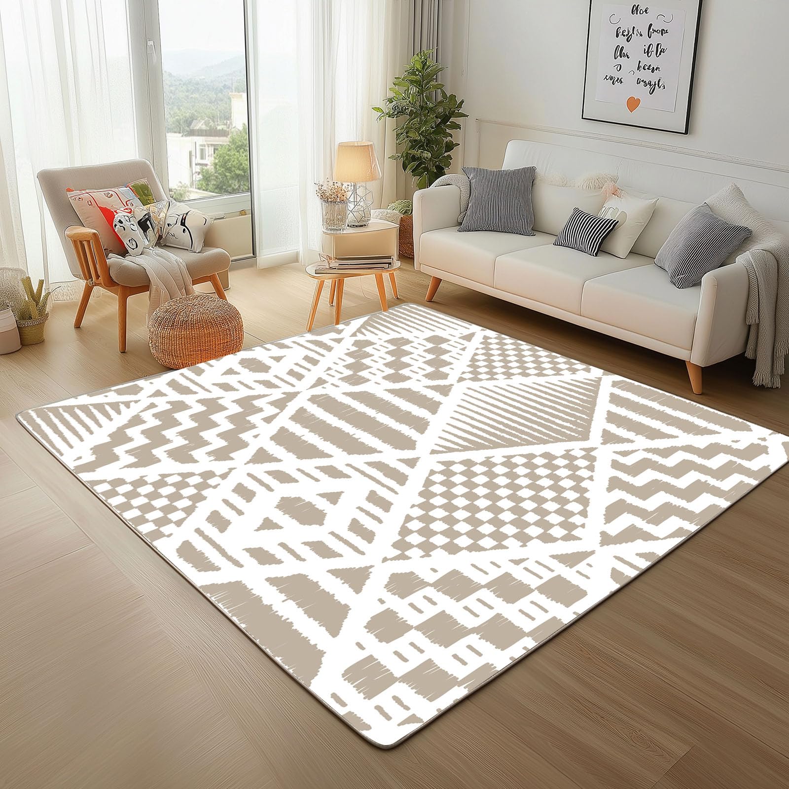 Tapis antidérapant lavable gris 160x230 pour salon et chambre