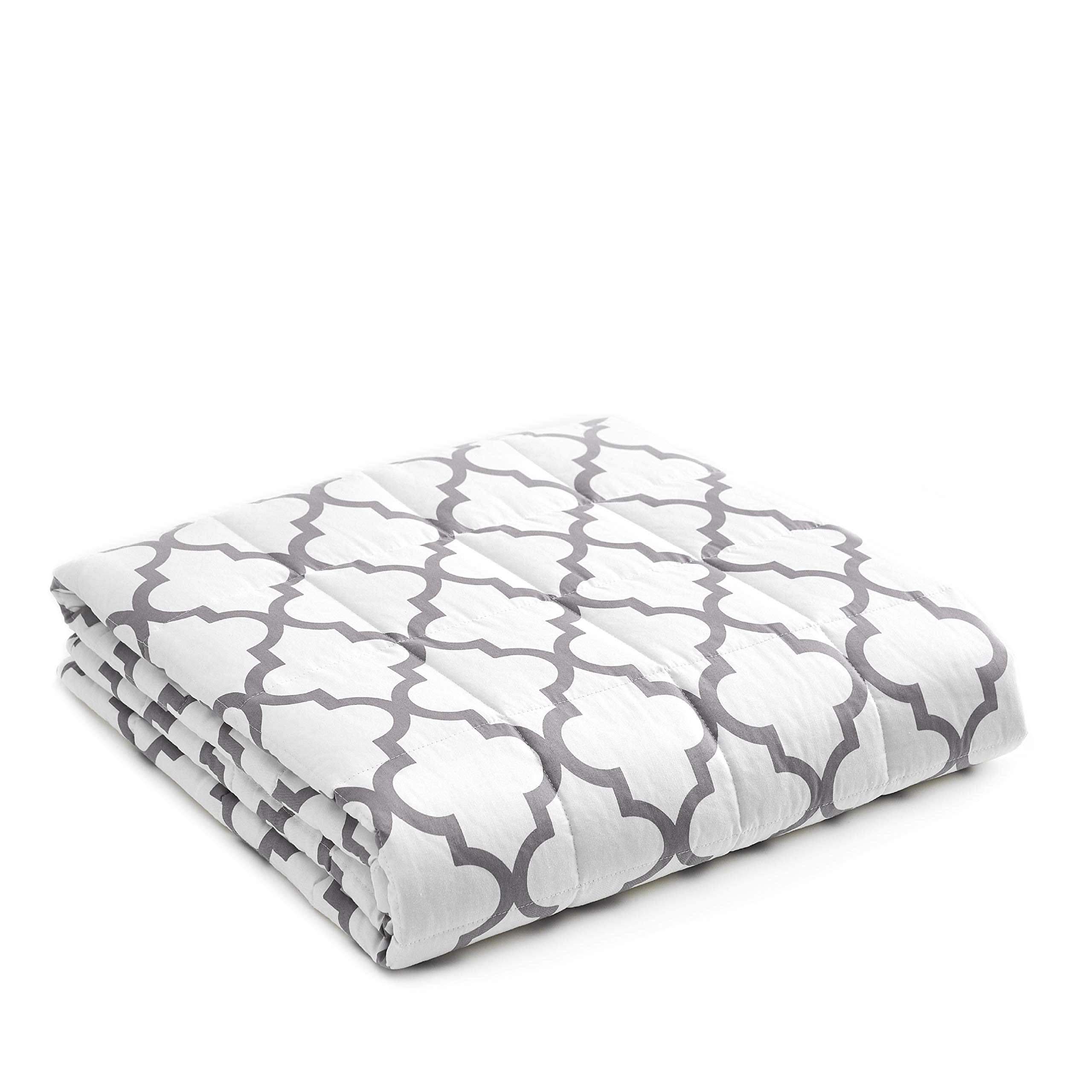 YnMWeighted Blanket,Heavy 100 Percent Oeko-Tex Certified Cotton Material(Lattice Scroll, 80''x87'' 25lbs), Two Persons(110~190lb) Sharing Use on Queen/King Bed | A Duvet Included