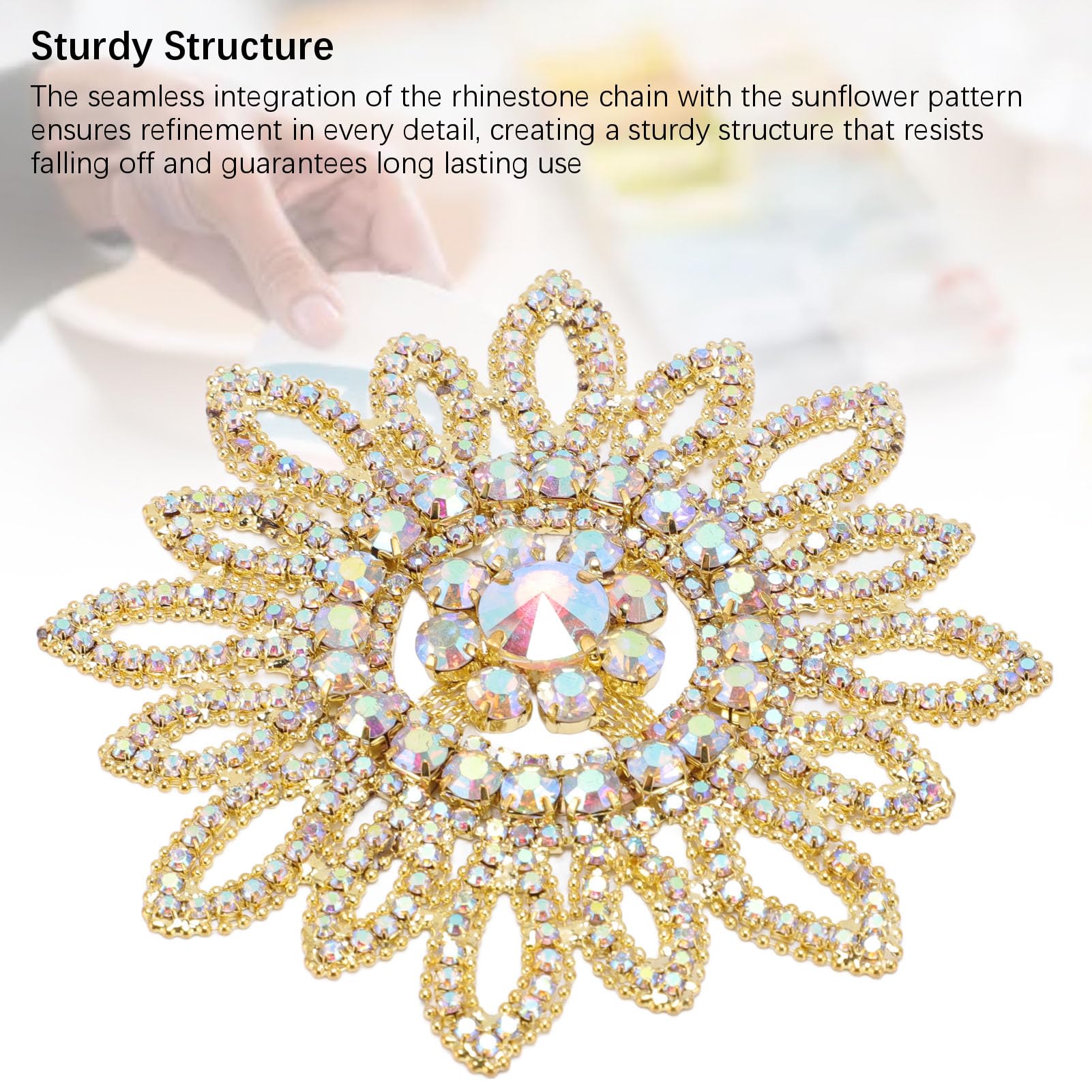 Glass Rhinestone Sunflower Round Flower Shape Decor with Circular Stereoscopic Appearance, Dazzling Brilliance for Clothing Shoe Bag Jewelry Decoration — view 6