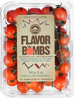 Sunset Flavor Bombs Tomatoes On-The-Vine, 12oz - Explosive Flavor Grape Tomatoes, Greenhouse Grown, Non-GMO