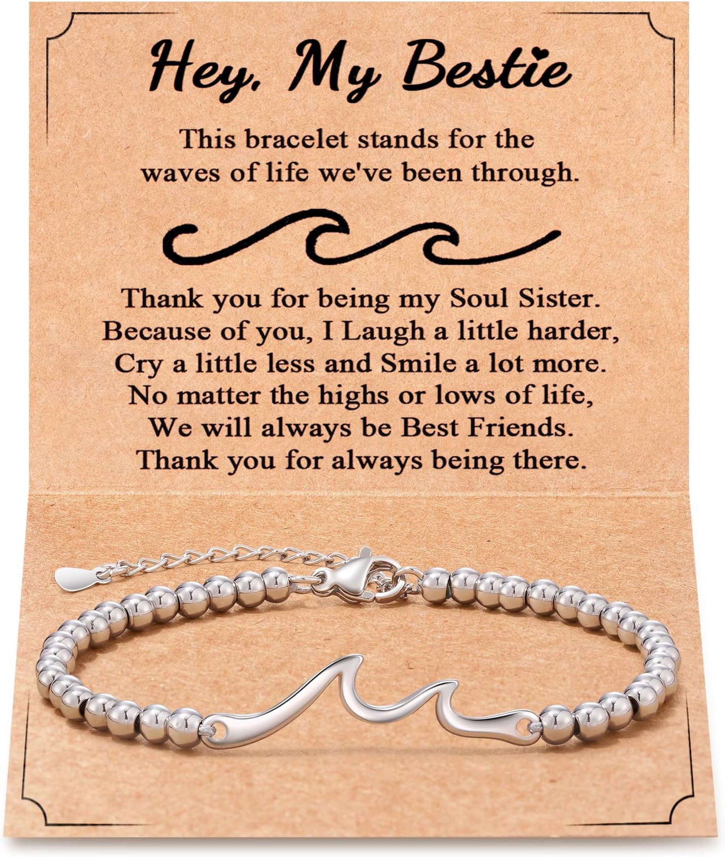 TarsusFriend Gifts for Women, The Waves of Life We've Through Together, Woman Friendship Gifts Idea, Wave Bracelet for Best Friend Bestie Soul Sister Birthday Gifts For Her