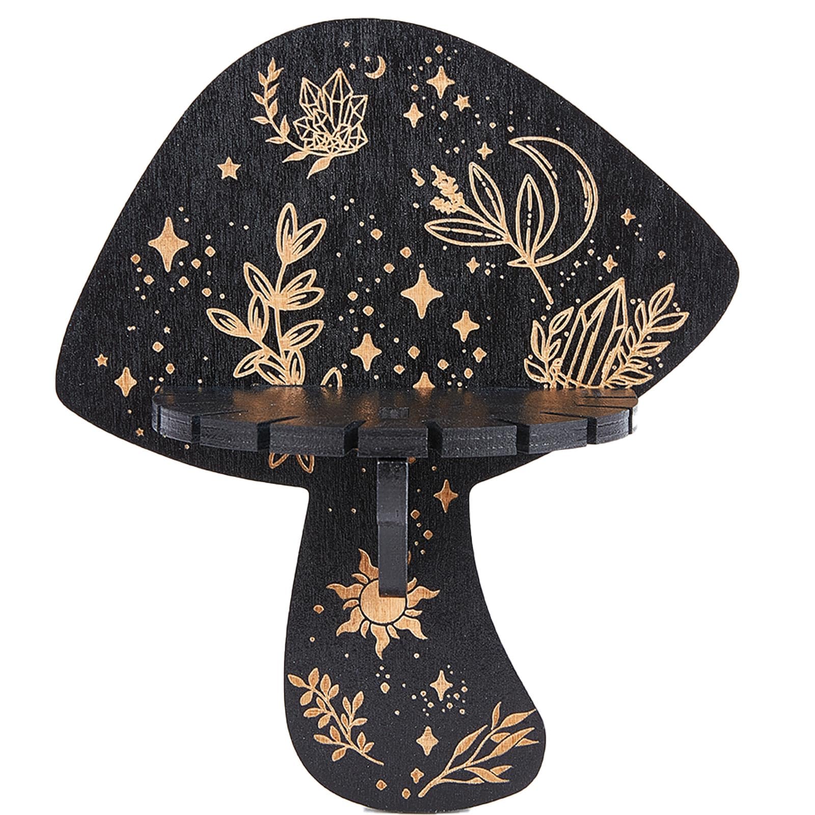 Étagère murale champignon en bois noir, cadeau spirituel idéal