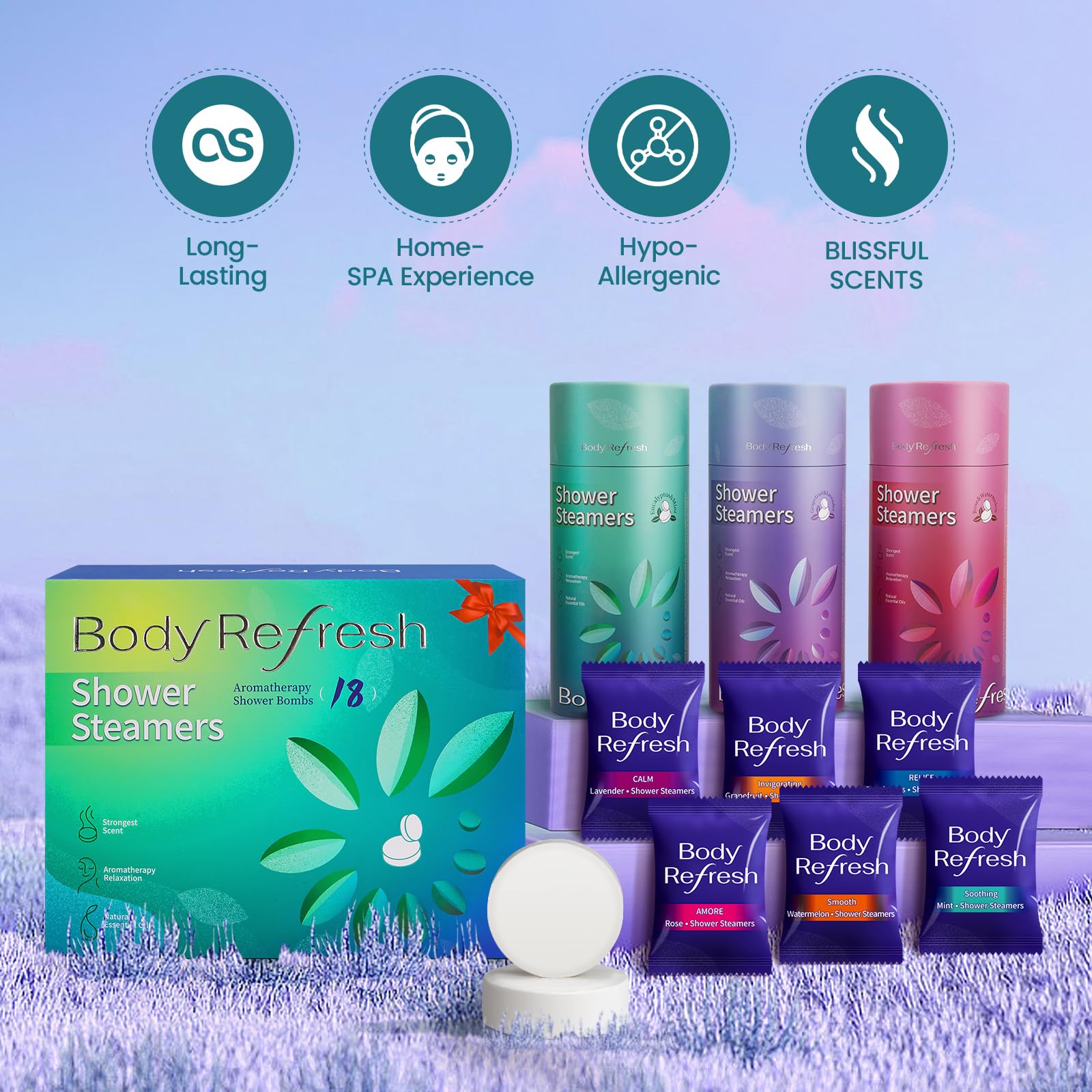 BodyRefresh Shower Steamers Bombas de ducha 18pcs Aceite Esencial Cuidado Personal Regalos de Cumpleaños para Mujeres Regalos de Navidad Regalos para Mujeres Adultas