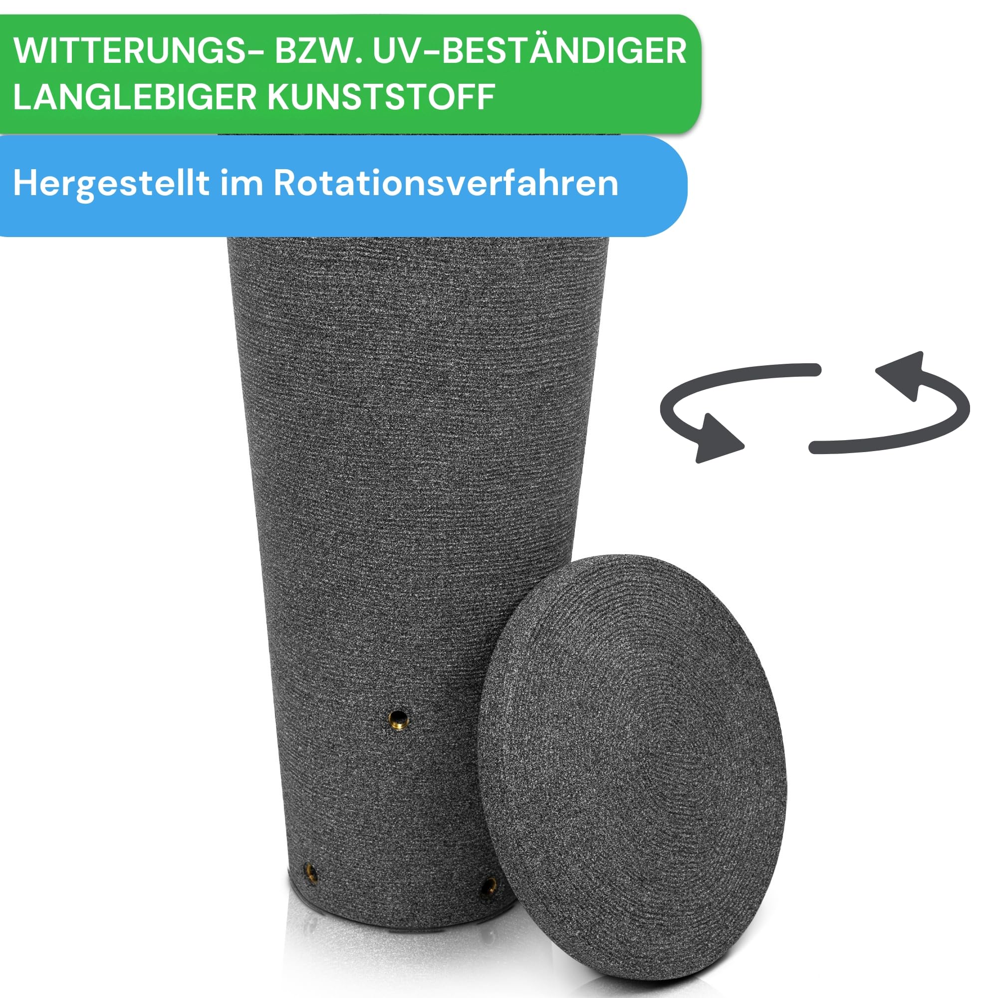 YourCasa Regentonne 120 Liter [Tubo Tank] mit Metallgewinde & Deckel - Regenfass Frostsicher aus Kunststoff - Regenwassertonne - Regenwassertank Garten Wassertank Regensammler Wasserfass Wassertonne