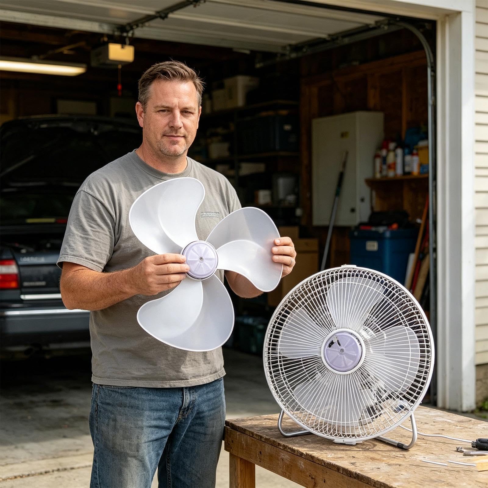 Generisch Ventilator Flügel Ersatz 40 Cm – Universal 3‑Blatt Propeller Mit Mutterabdeckung | PP Kunststoff, Leicht & Robust | Ersatzteil Für Standventilator, Tischventilator & Bodenventilator