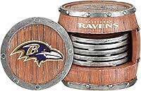 Vista 19 de FOCO NFL Team Logo 5-Pack Barrel Beverage Drink Coaster Set