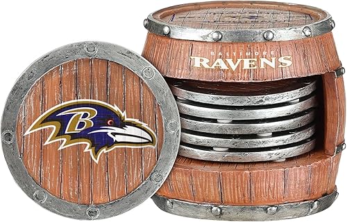 Miniatura 19 de FOCO NFL Team Logo 5-Pack Barrel Beverage Drink Coaster Set