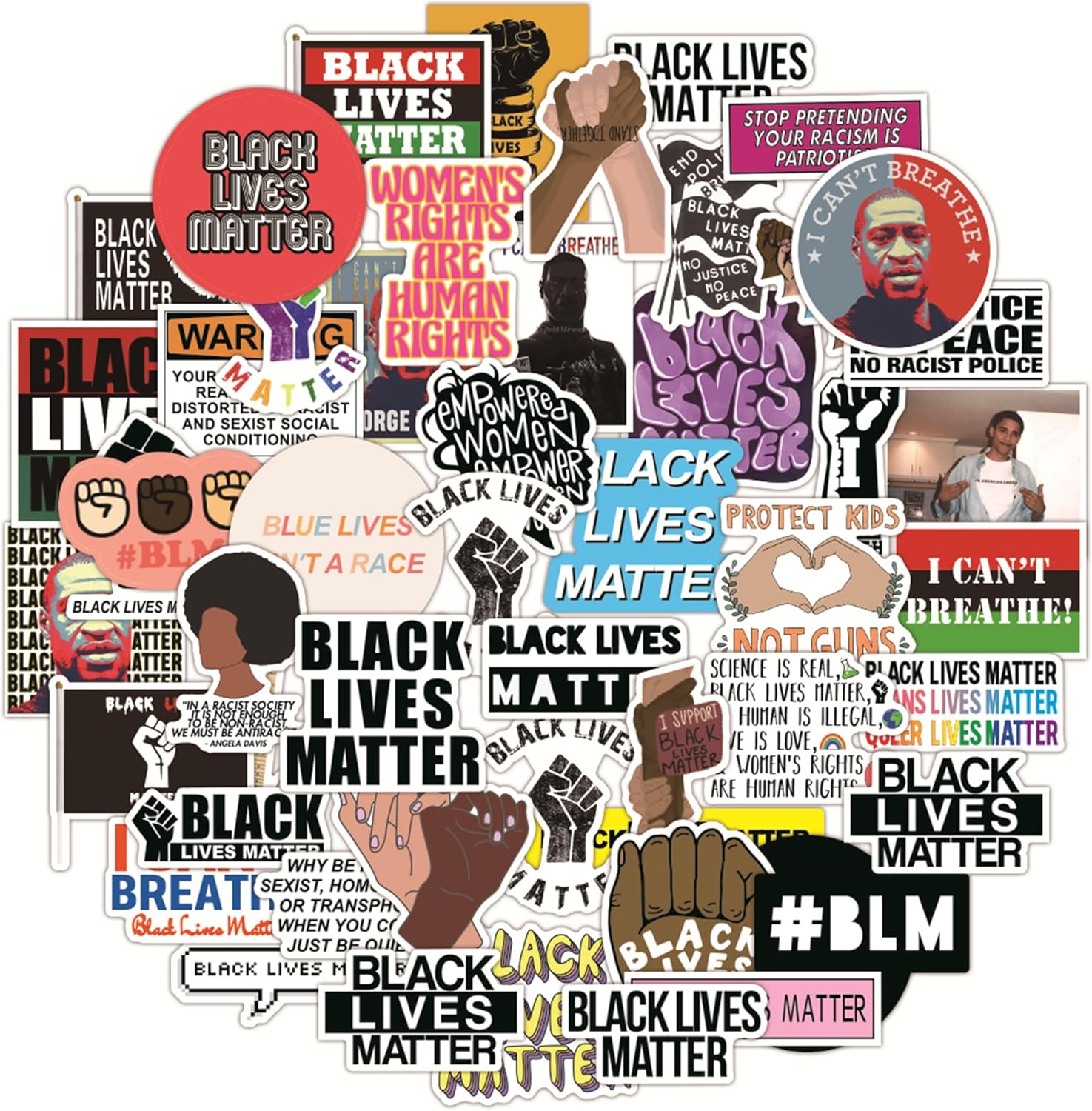 Amazon.com: Black Lives Matter Stickers, 50PCs, Human Rights Black ...