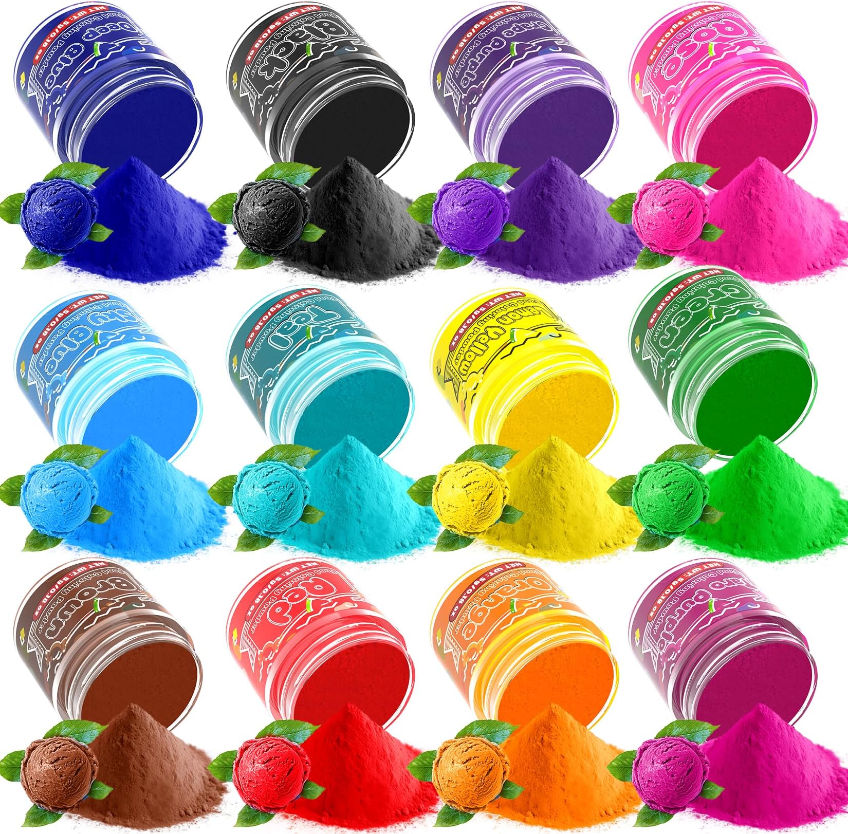 Food Coloring Powder - 12 Vibrant Colors Powered Food Coloring, Food Grade High Concentrated Food Dye for Baking, Cake Decorating, Icing, Cookies, Candy, Slime, 5g/bottle