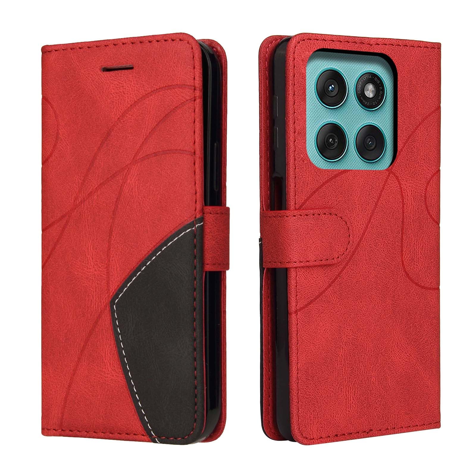 CXTCASE Handyhülle für Motorola Edge 60 Fusion Hülle, Flip PU Lederhülle Cover, Modisch Flip Case für Motorola Edge 60 Fusion Klapphülle Handytasche Schutzhülle, Rot