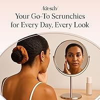 Vista 36 de Kitsch Coleteros de satén para mujer, sin arrugas, coleteros grandes para todo tipo de cabello y texturas, perfectos para día o noche, regalos Dorado