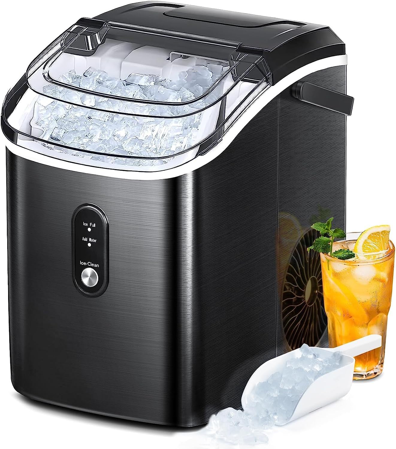 AGLUCKY Nugget Ice Maker Countertop, Portable Pebble Ice Maker Machine