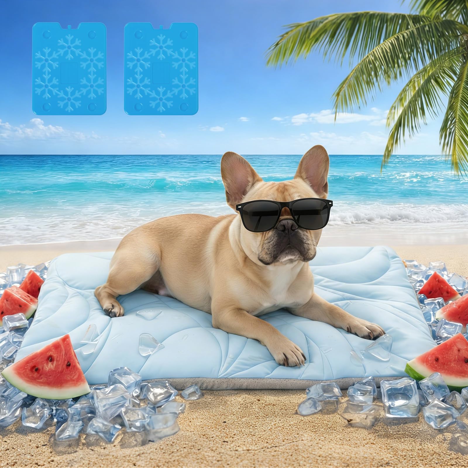 Photo 1 of Vagascape Dog Cooling Mat New 5.0 Version Built-in Ice Pack, Long-Lasting Cool 6-8h, 30" x 20" Ultra Thick Soft Vine Pattern Pet Cooling Mat, Washable Foldable Large Cooling Pad for Indoor Outdoor