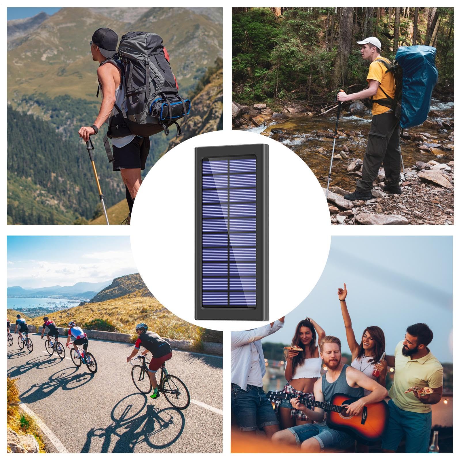 Power Bank Solare 10000mAh Batteria Portatile | Caricatore Smartphone Per Campeggio Escursionismo Outdoor Emergenza Backpacking Trekking