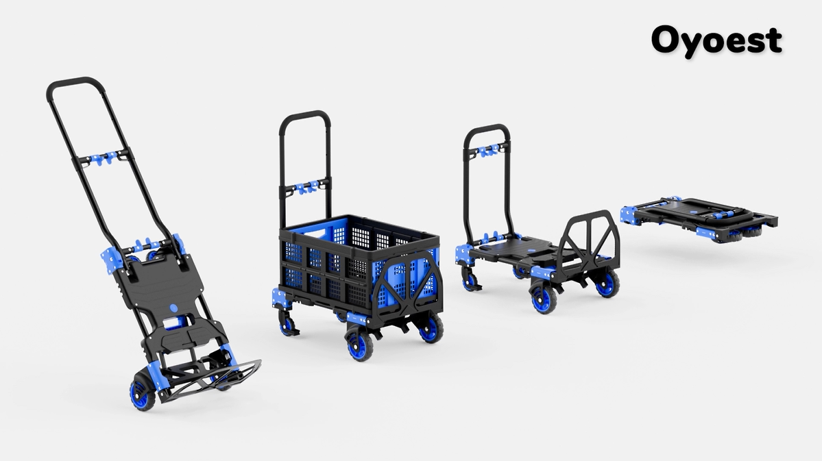 Oyoest 2 in 1 Folding Hand Truck with Folding Basket,Heavy Duty